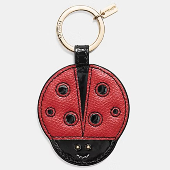 Coach Ladybug Motif Keychain Ring Bag Keys Accessory Red Black Gold F63285 Used - Picture 8 of 8